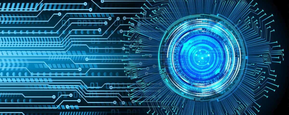 7356592 olho azul circuito cibernetico futuro tecnologia conceito fundo vetor
